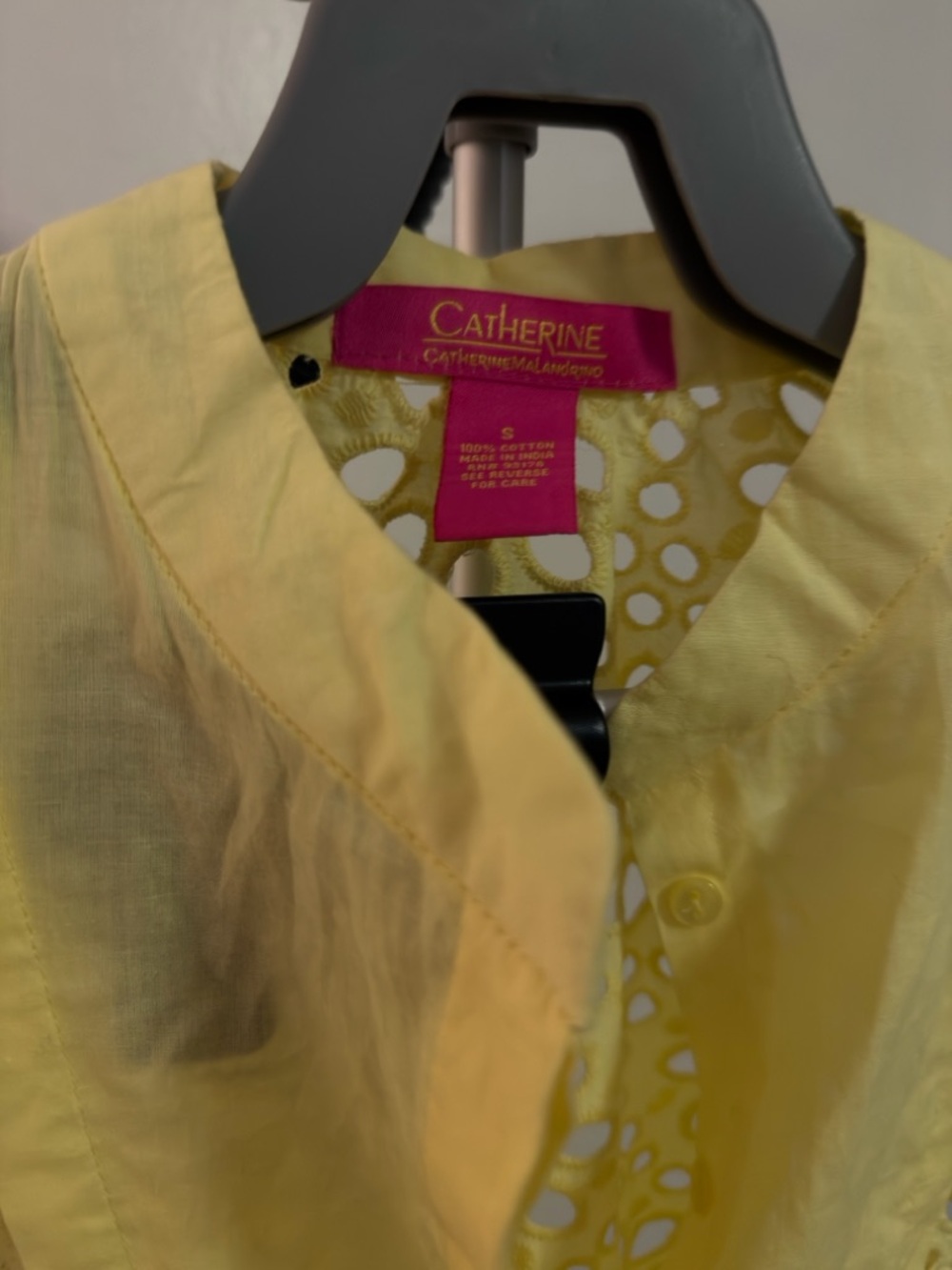 Catherines Yellow Eyelet Button-Up Shirt